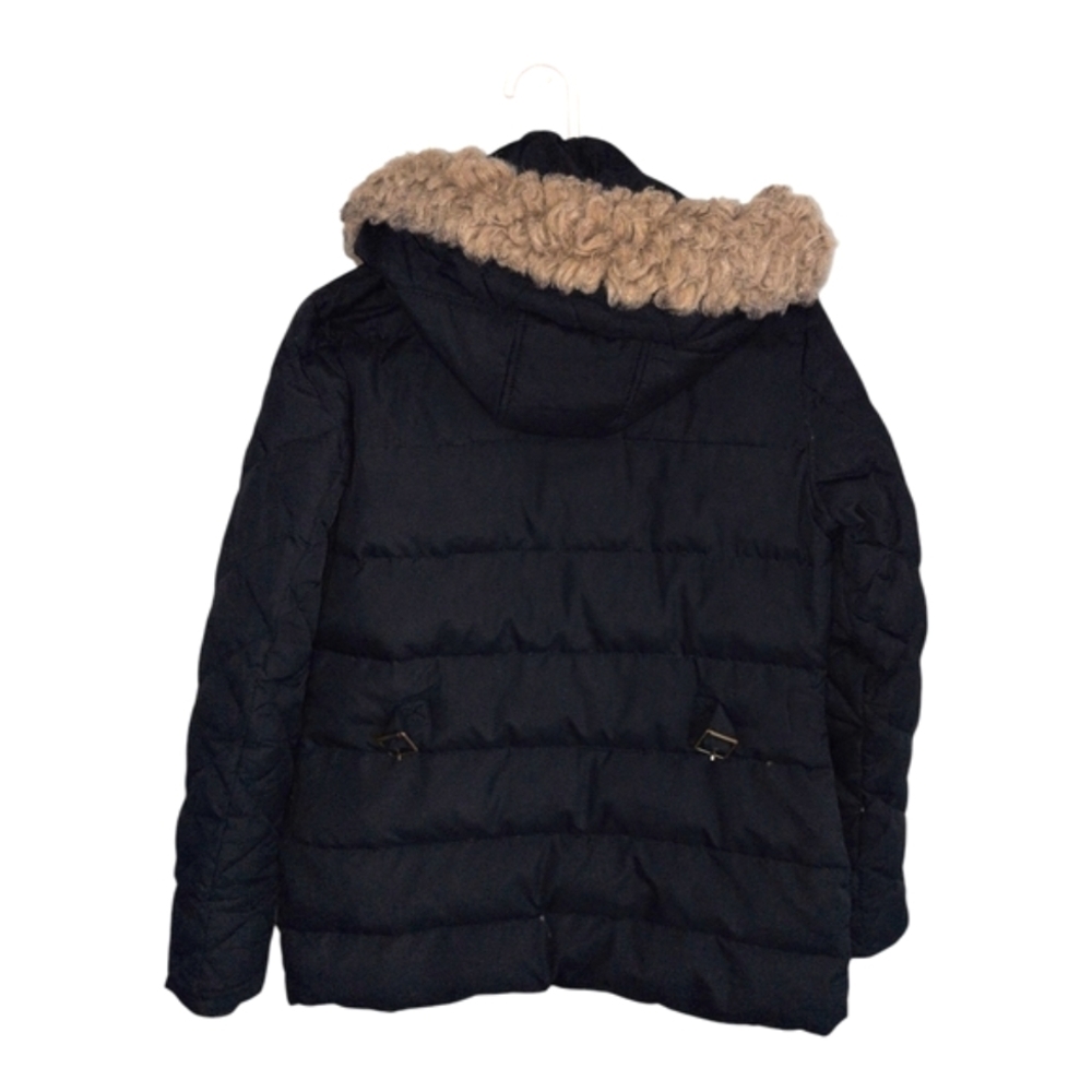 Lauren Ralph Lauren Black Puffer Coat with Faux Fur Hood - Picture 3 of 4